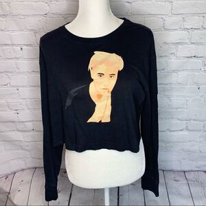 Justmoji Justin Beiber Long sleeve graphic crop top